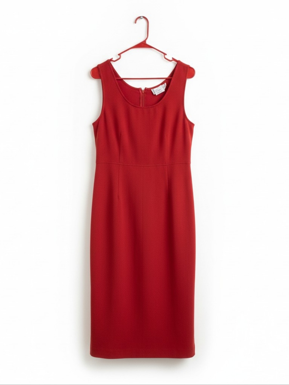 KARIN STEVENS Sleeveless Red Midi Dress - Classic A-Line SIZE 12 - Picture 3 of 8